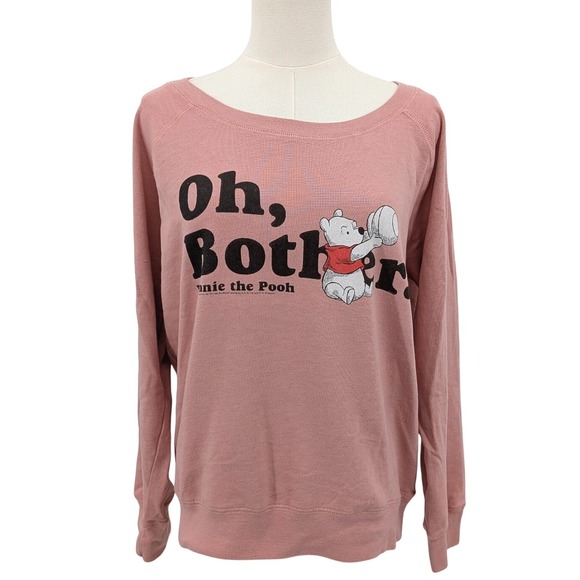 Disney Tops - Disney Winnie the Pooh "Oh, Bother" Sweatshirt Women's Size M Blush Pink Graphic